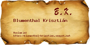 Blumenthal Krisztián névjegykártya